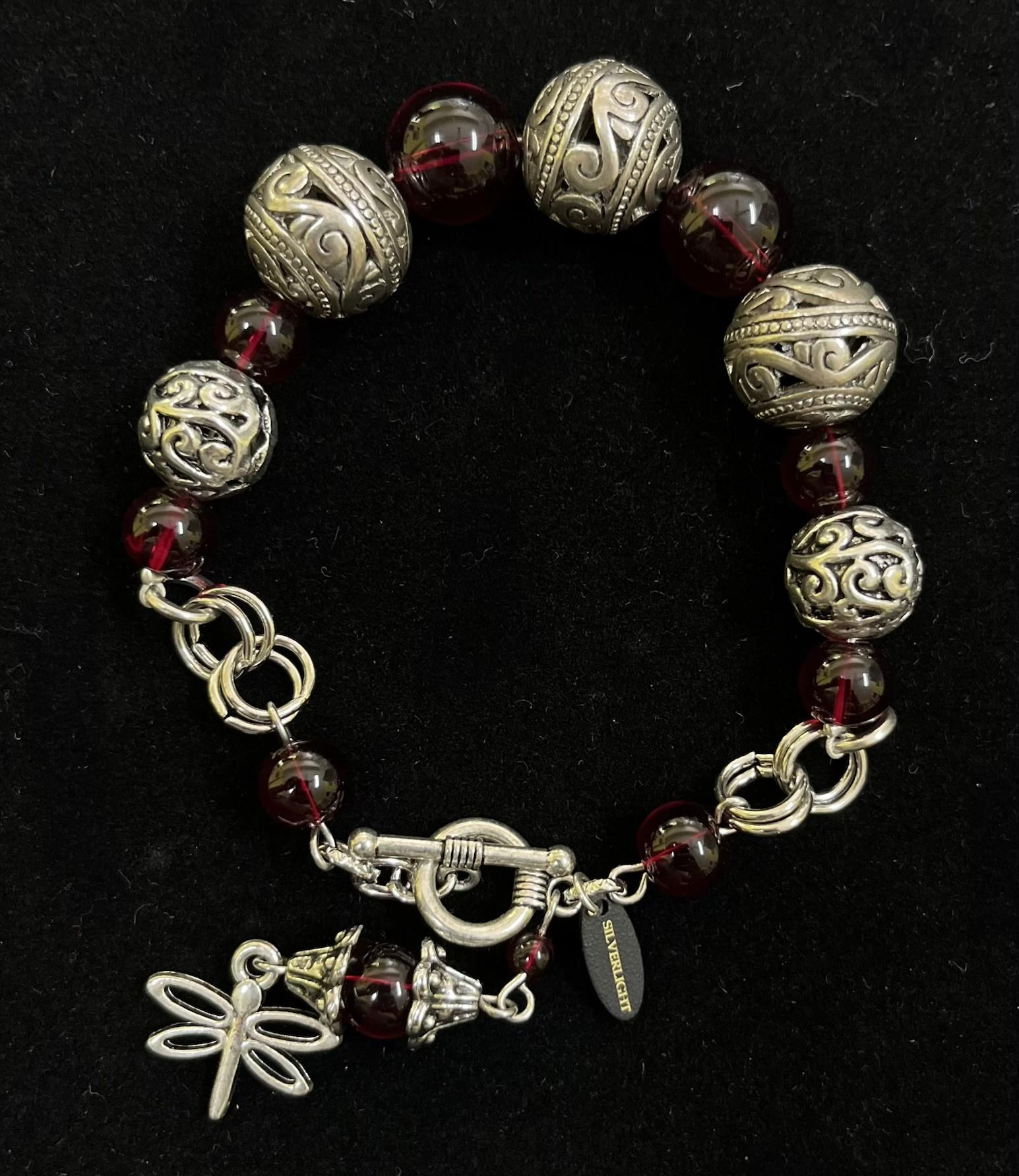 Shelley Silverlight - Ruby glass with Mexican silver