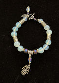 Shelley Silverlight - Moonstone and iridescent purple Czech glass with Balinese silver bracelet