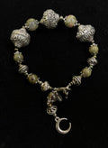 Shelley Silverlight - Lace agate, Czech glass, Tibetan silver bracelet