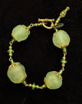 Shelley Silverlight - Green Ghanaian sea glass, Czech glass, plated brass