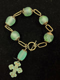 Shelley Silverlight - Turquoise Ghanaian sea glass and brass