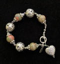 Shelley Silverlight - Coral, Green Jasper, Mexican Silver Bracelet